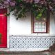 A painted tiled house facade