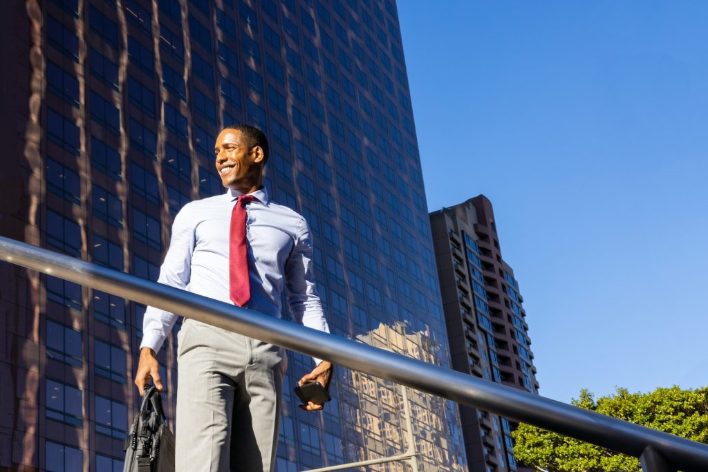 Handsome male african american business man CEO in a stylish corporate elegant suit